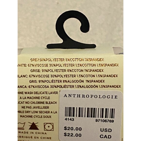 Anthropologie Womens Striped Socks 2-Pack Grey & White Polyester & Cotton Blend - Picture 4 of 7